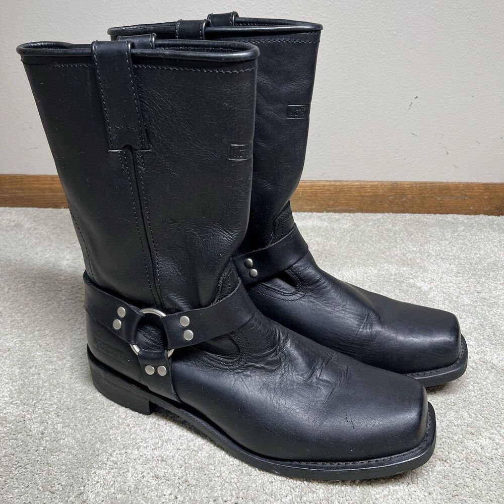 X Element Black Leather Harness Riding Boots Mens 14 Moto Oil Tanned Biker